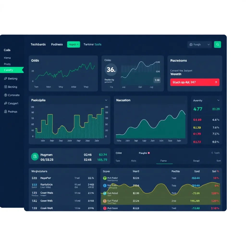 Screenshot of a modern betting API integration dashboard showing graphs, odds, and live data